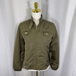 Massimo Dutti Women's Medium Bomber Jacket Lightweight Military Minimalist Chic